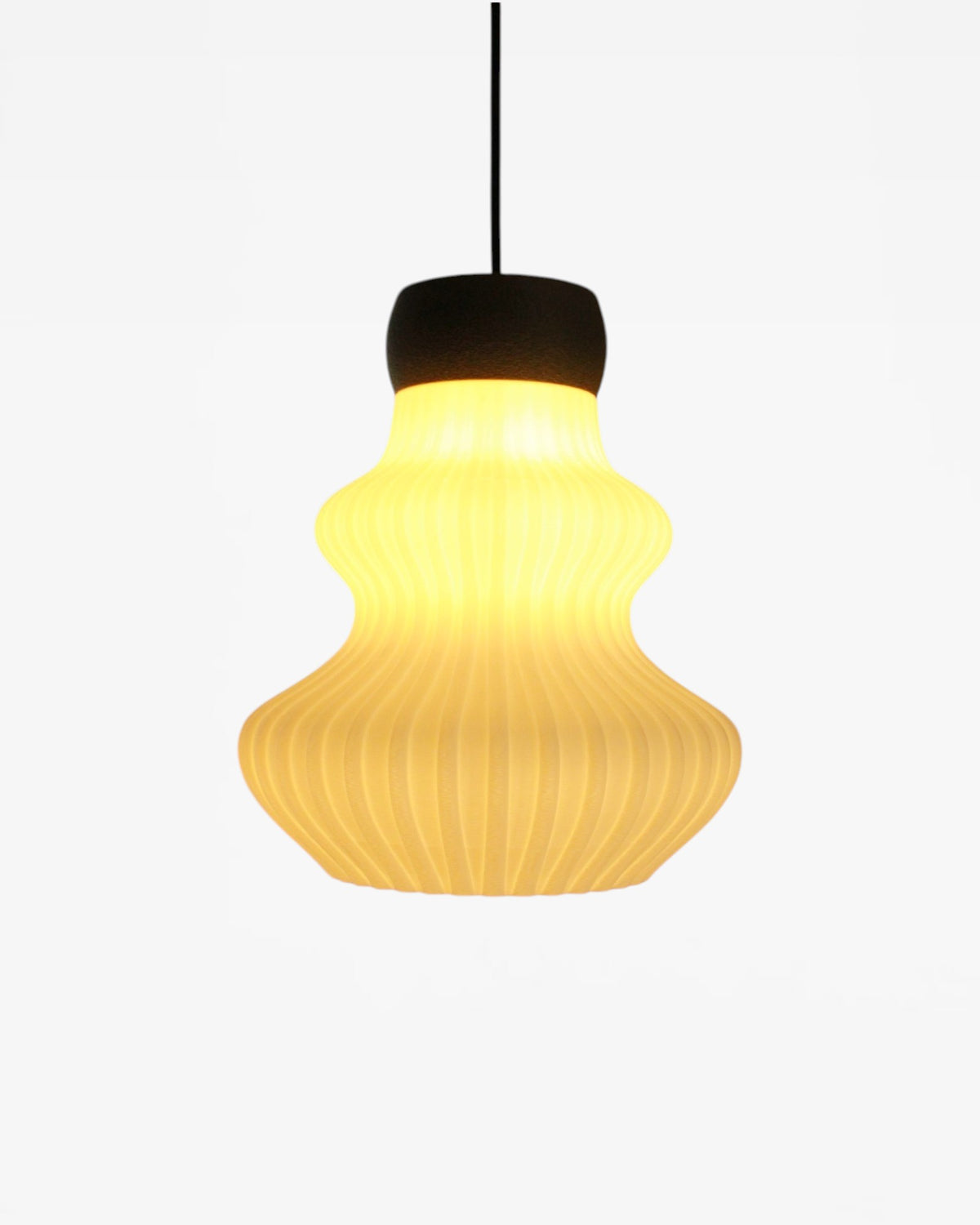 Suspension Doméa blanche au design ondulé, luminaire design fabriqué en France en impression 3D