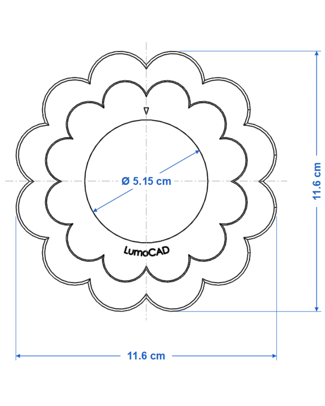 Plan cache prise Floa LumoCAD – Schneider Odace – ouverture centrale Ø 5,15 cm